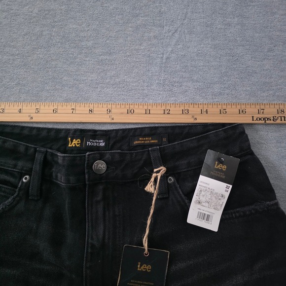 Lee Vintage Modern High Rise Straight Leg Ankle Jeans Washed Black Size 32 - Picture 7 of 12